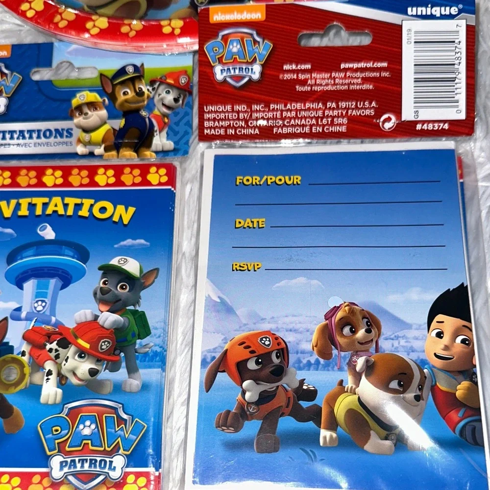 Paw Patrol Party Set - Invitations Plates Napkins Tablecover Lot